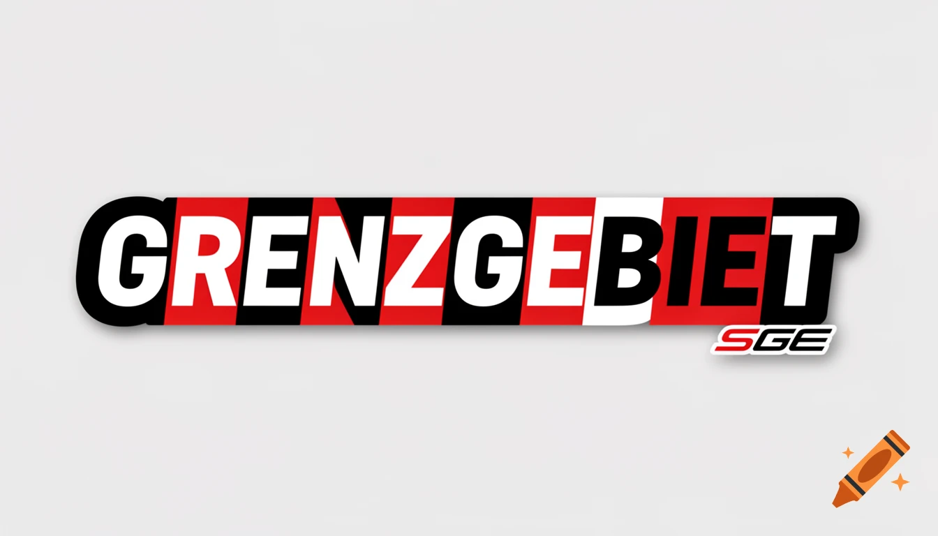 Stylized wordmark 'GRENZGEBIET' in black and white letters with a red and black striped background, and 'SGE' below it.