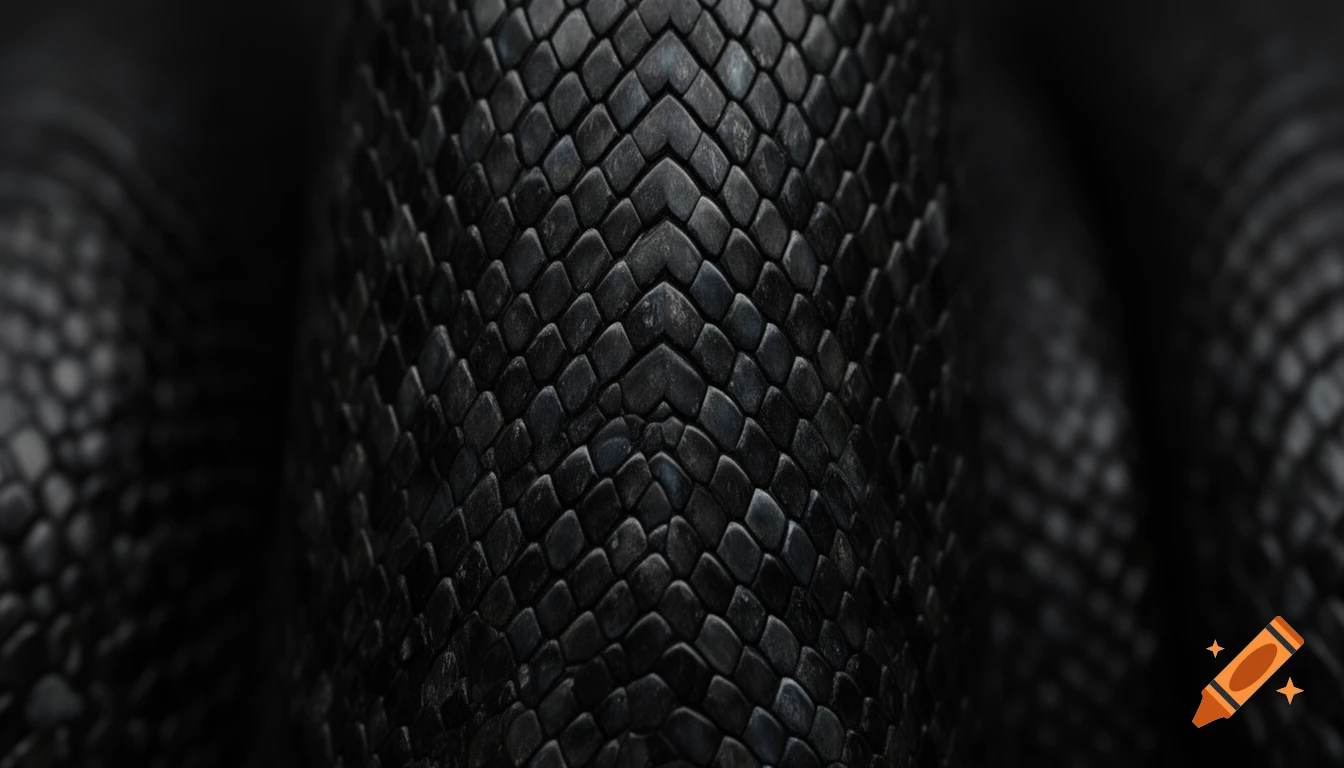 Close-up macro photo of dark, textured snake scales forming a repetitive pattern.