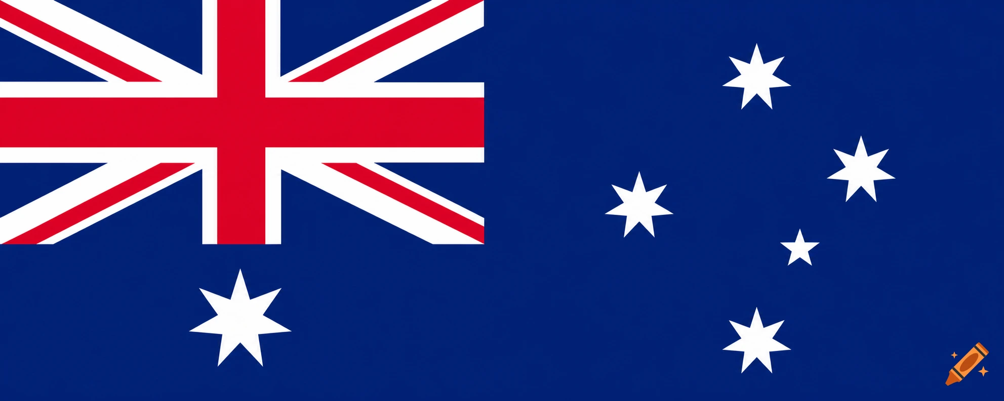 The flag of Australia, showing the Union Jack in the upper left, a large seven-pointed star below it, and five white stars on a blue field.