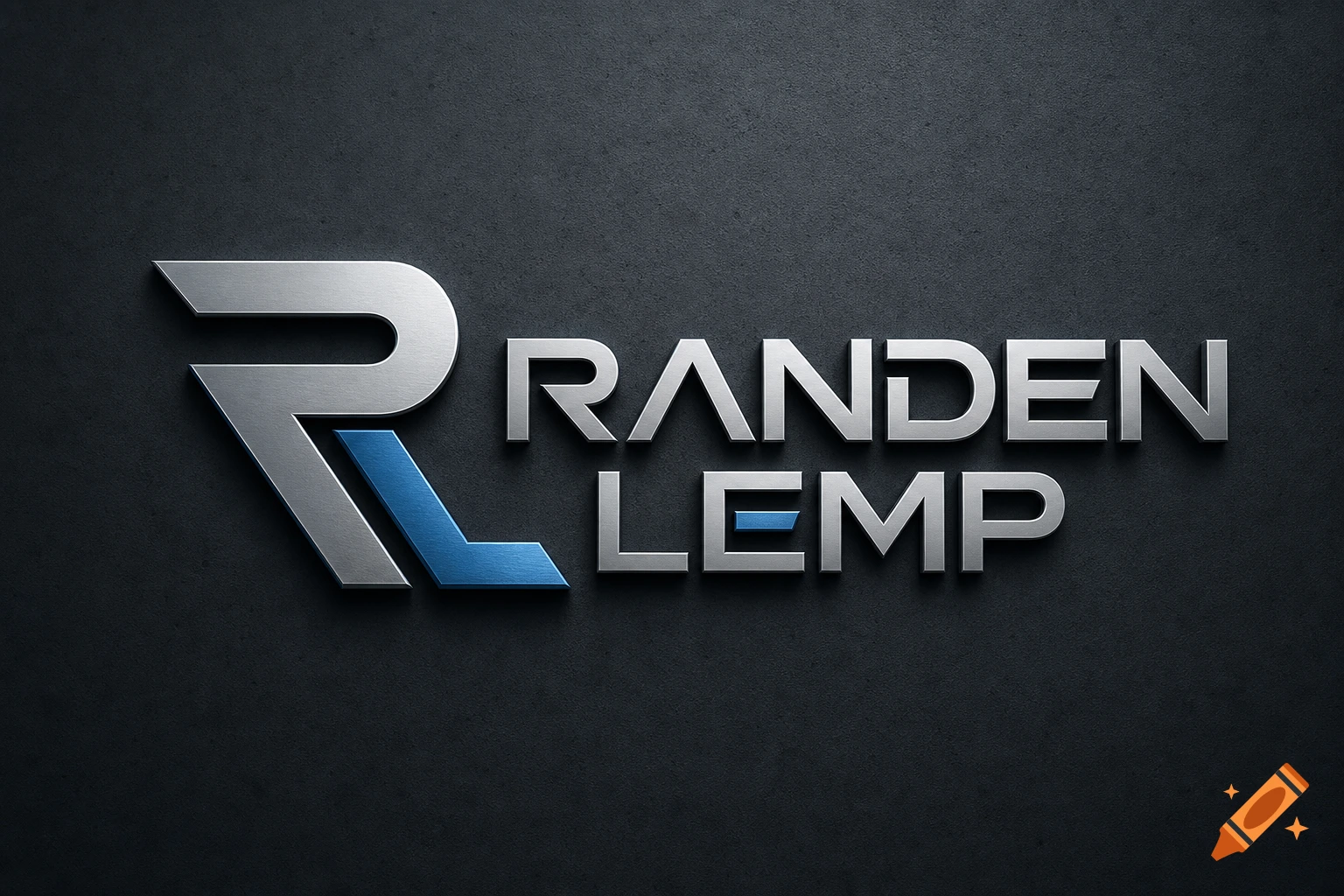 A sleek 3D metallic logo with the letters 'RL' and the text 'RANDEN LEMP' on a dark textured background.