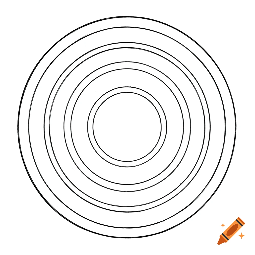 Simple black and white line drawing of five concentric circles on a white background.