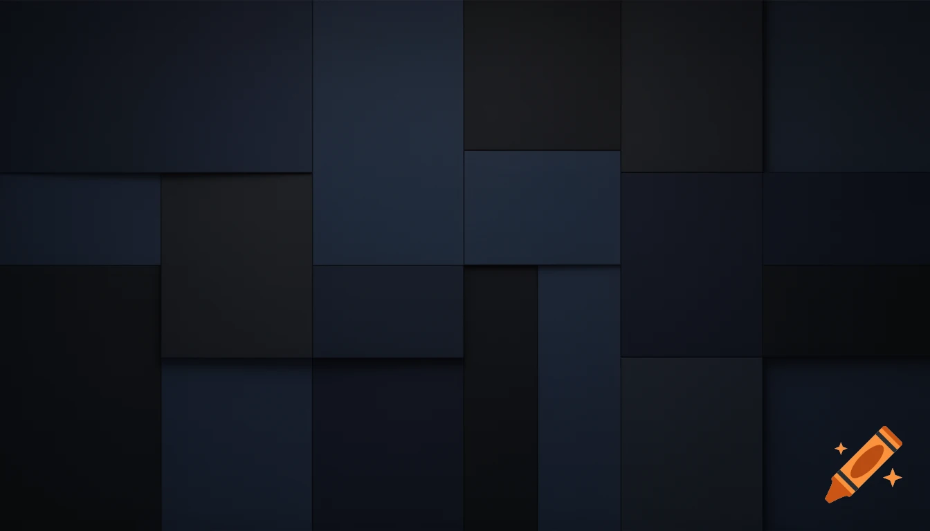 A minimalist abstract background with overlapping dark blue and black geometric rectangles creating a layered pattern.