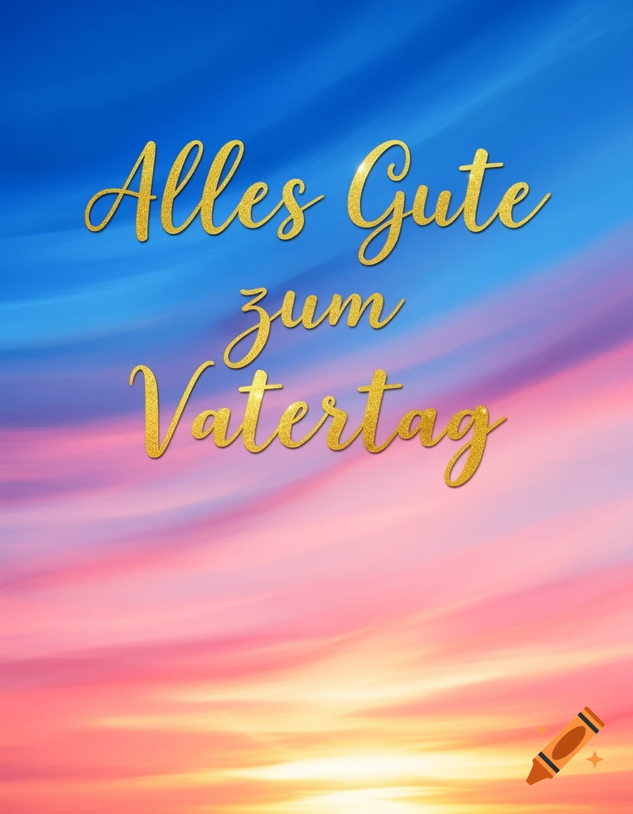 Colorful abstract background with gold glitter text reading 'Alles Gute zum Vatertag' (Happy Father's Day).