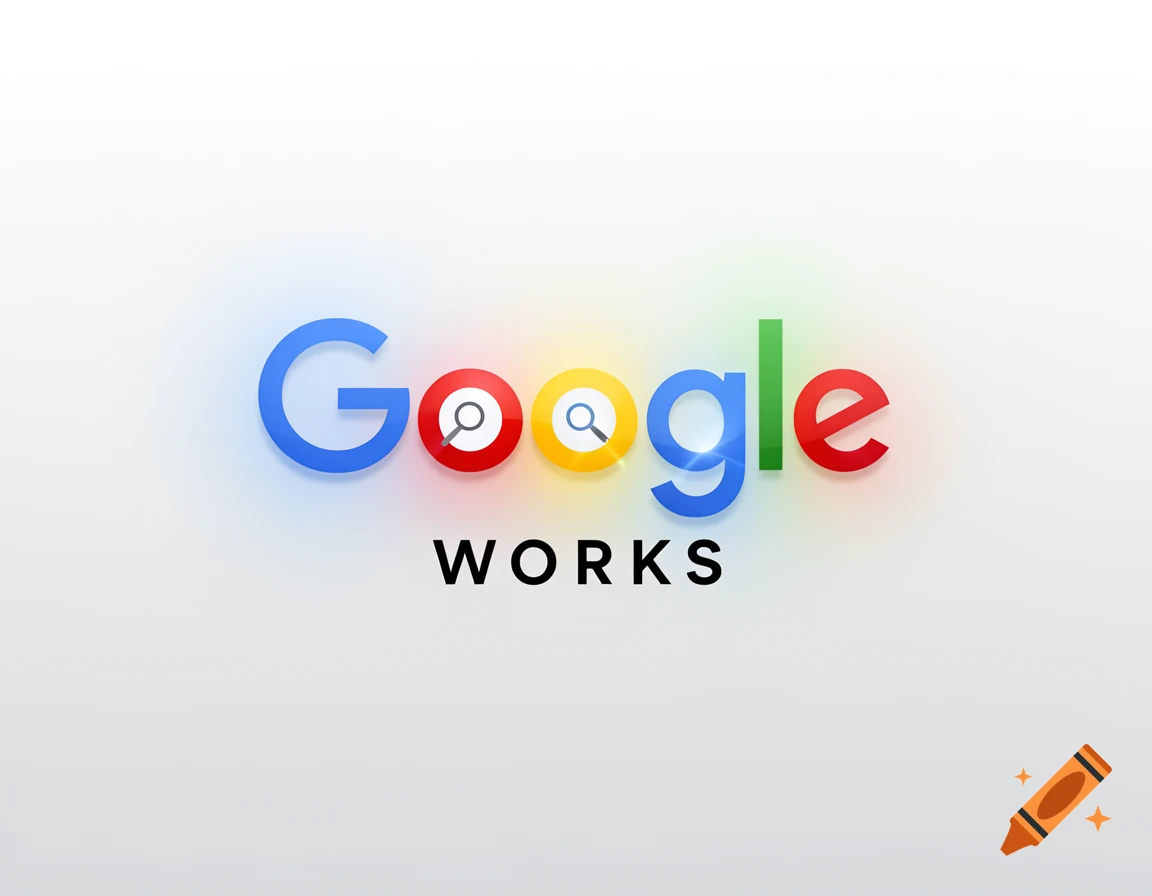 A stylized Google logo with magnifying glasses in place of the 'oo' and 'WORKS' text below on a white background.