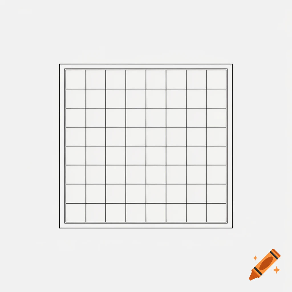 A simple, black and white outline of an 8x8 chessboard pattern on a plain white background.