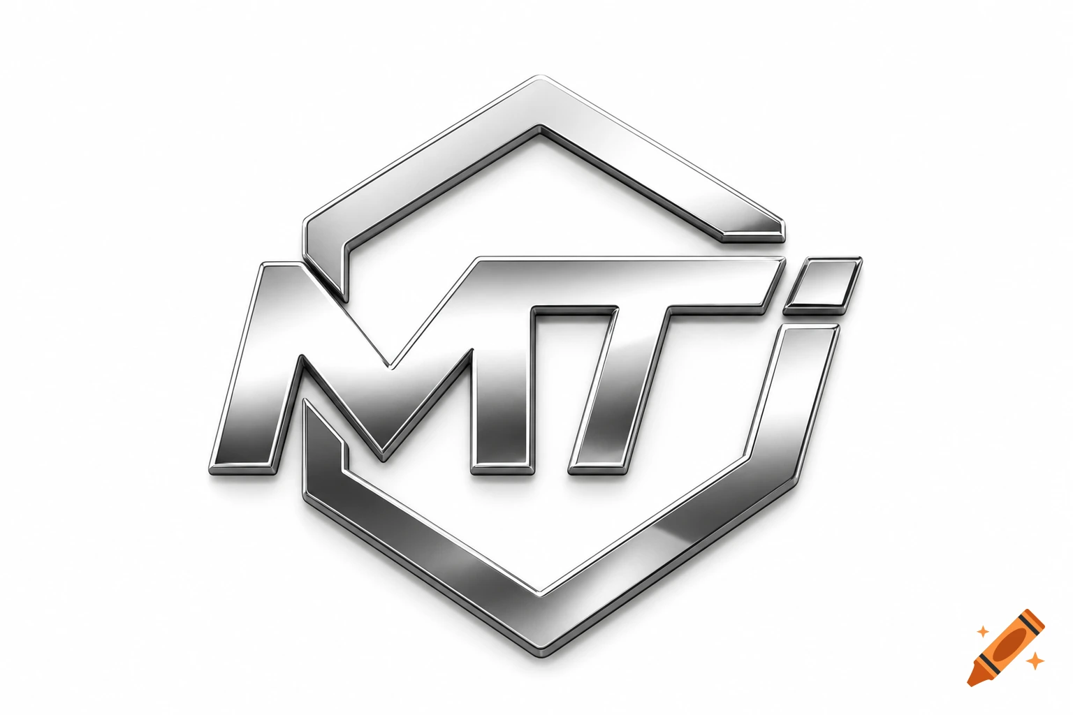 A sleek, metallic 3D logo featuring the letters "MTI" in a stylized, modern font, encapsulated within a shiny, silver hexagonal outline on a white background.