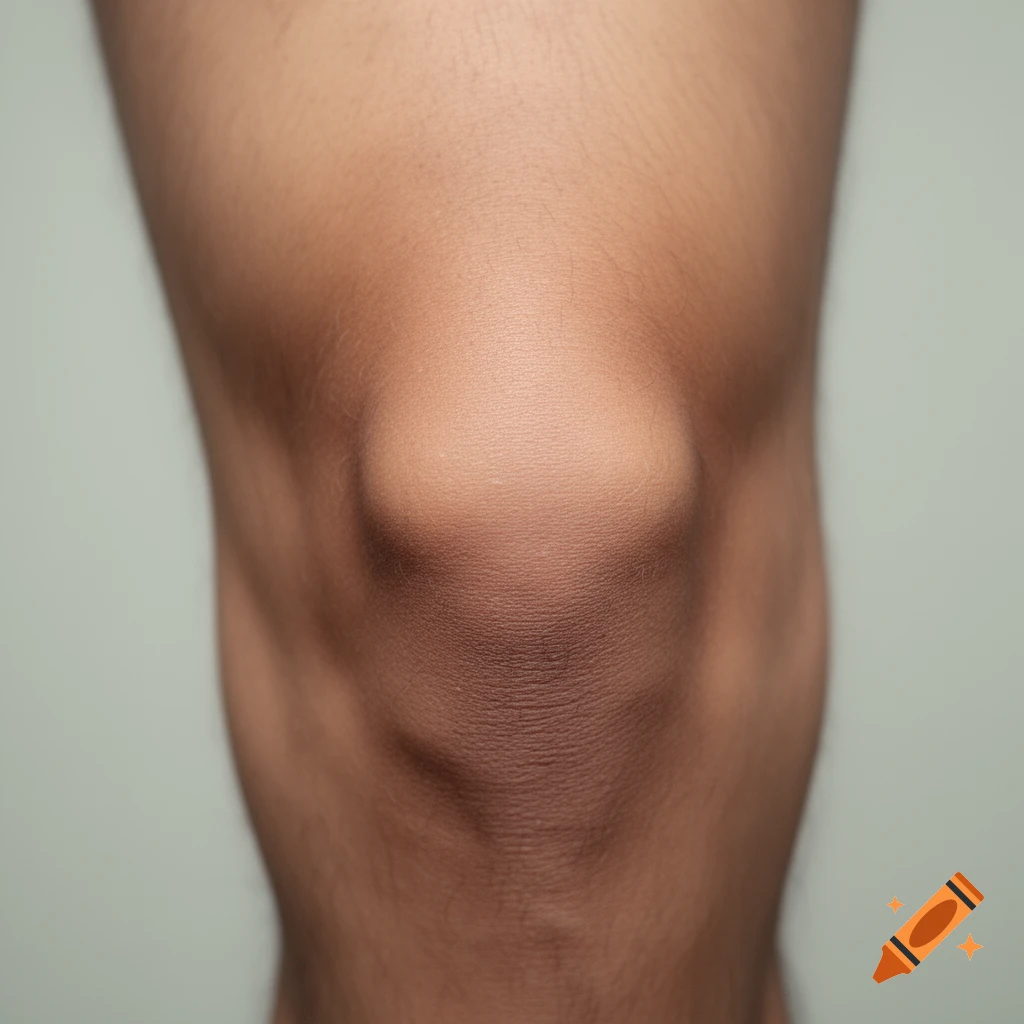 A close-up, high-quality shot of a bent human knee with medium brown skin.