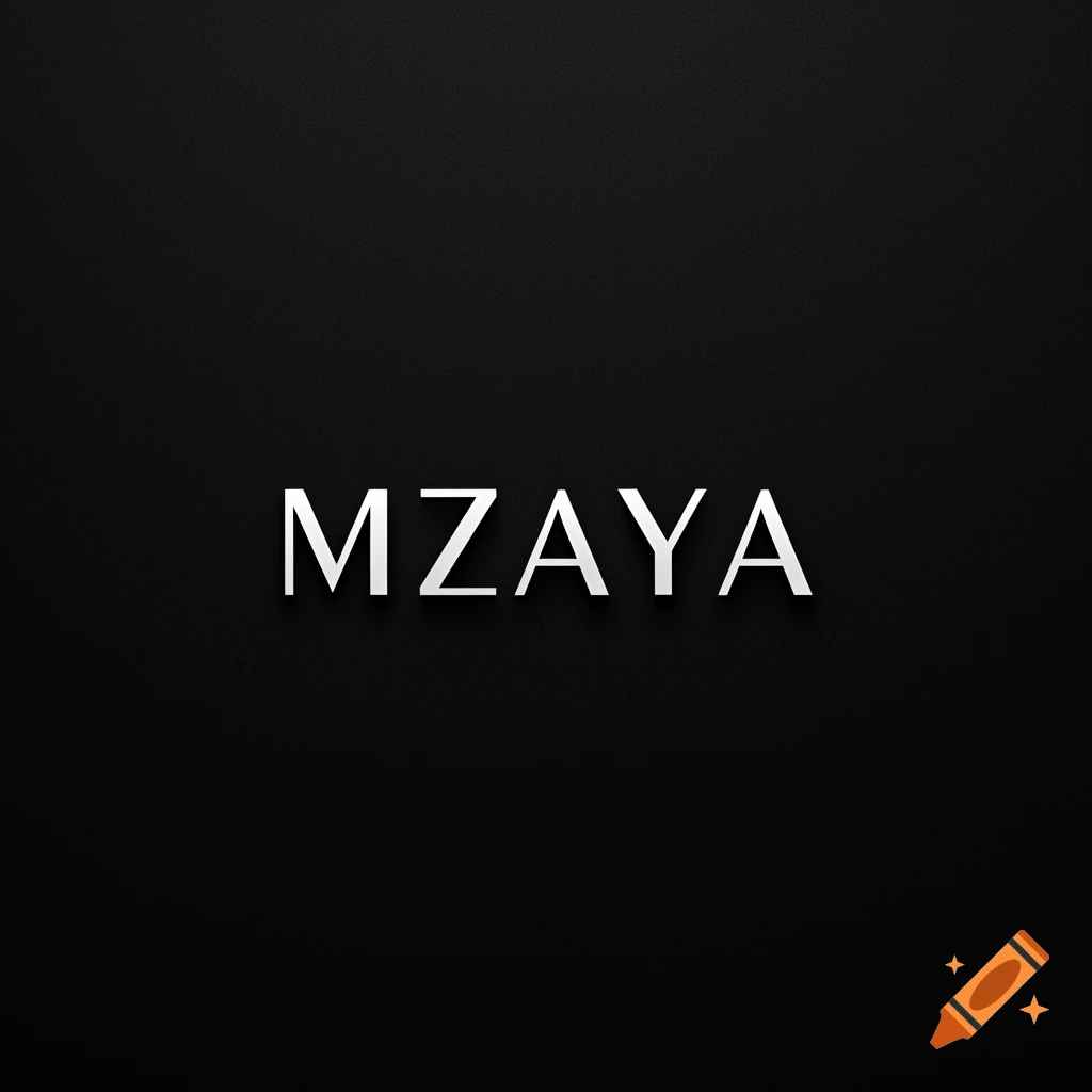 The word MZAYA in white sans-serif font with a subtle shadow effect on a black background.