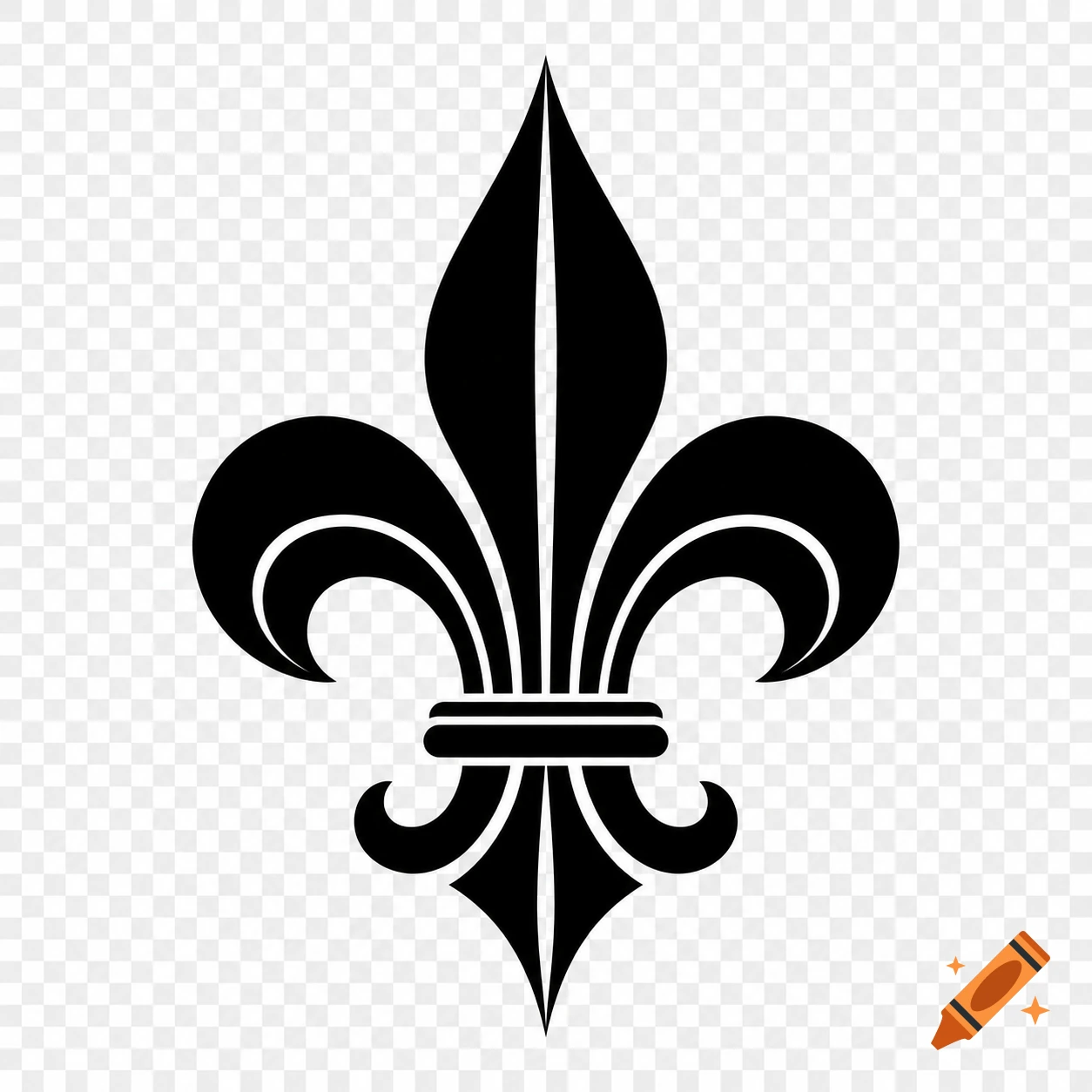 Black silhouette of a Fleur-de-lis symbol on a transparent background.