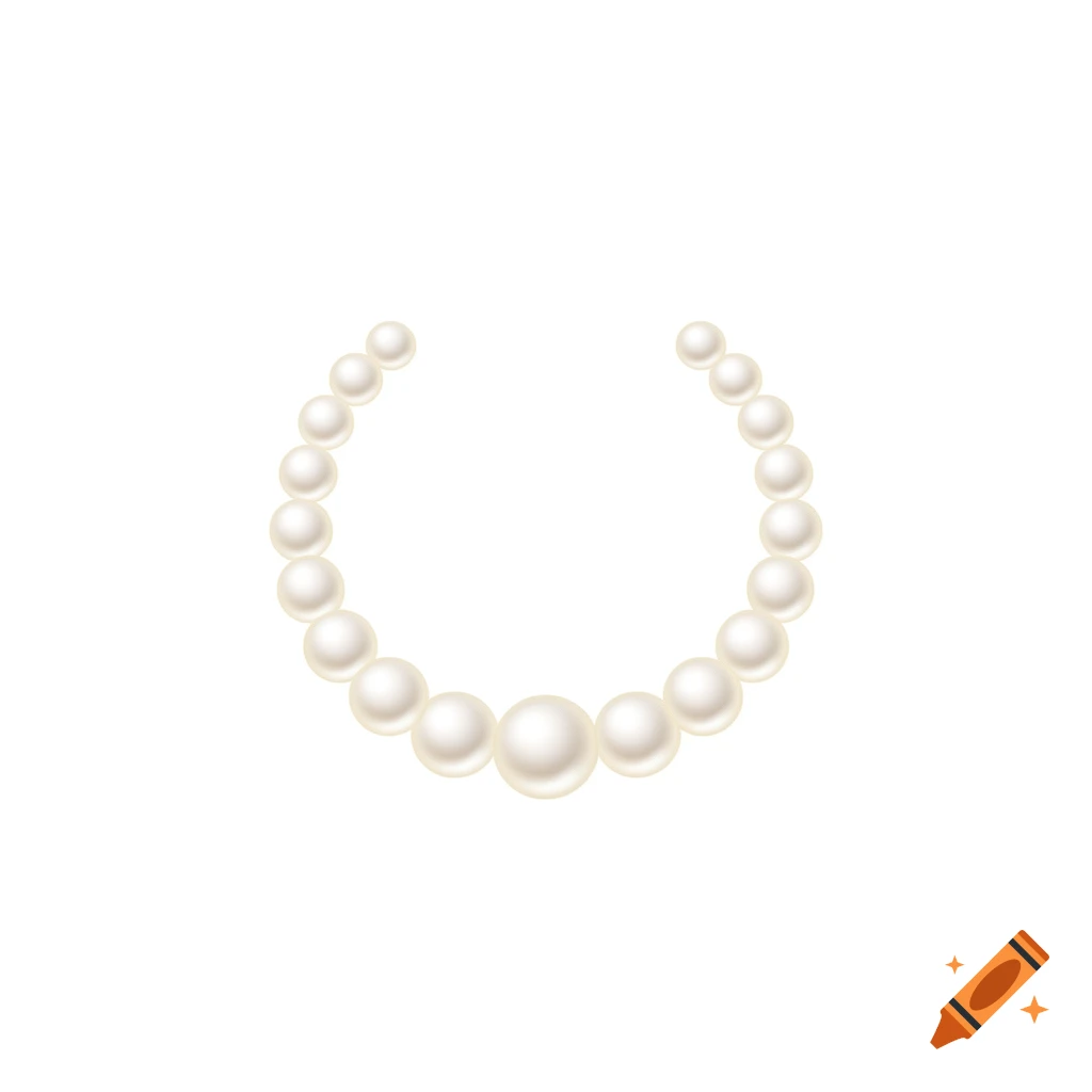 A simple icon illustration of a white pearl necklace arranged in a semi-circle.