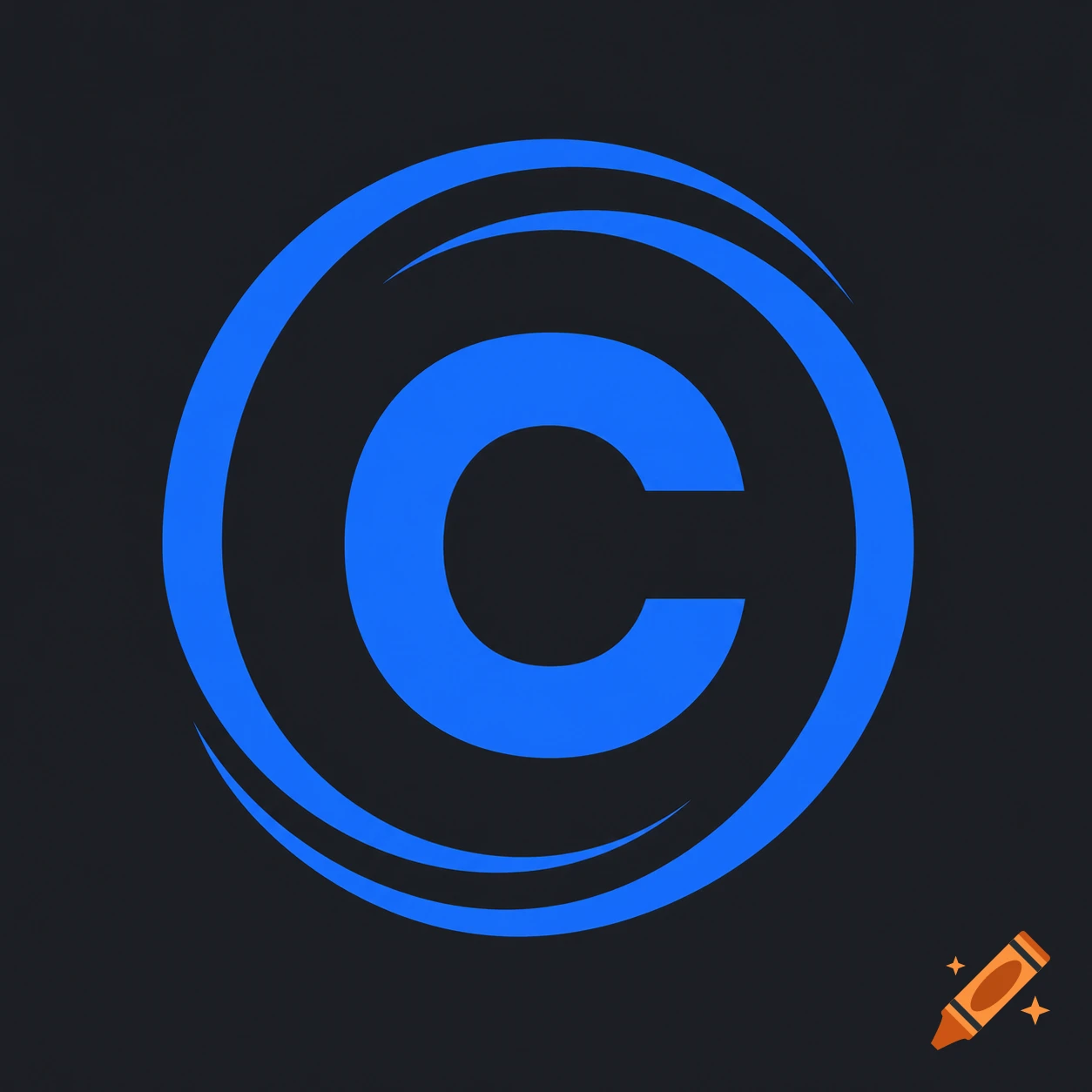 Minimalist professional logo with a vibrant electric blue geometric letter C within a circular design on a dark grey background.
