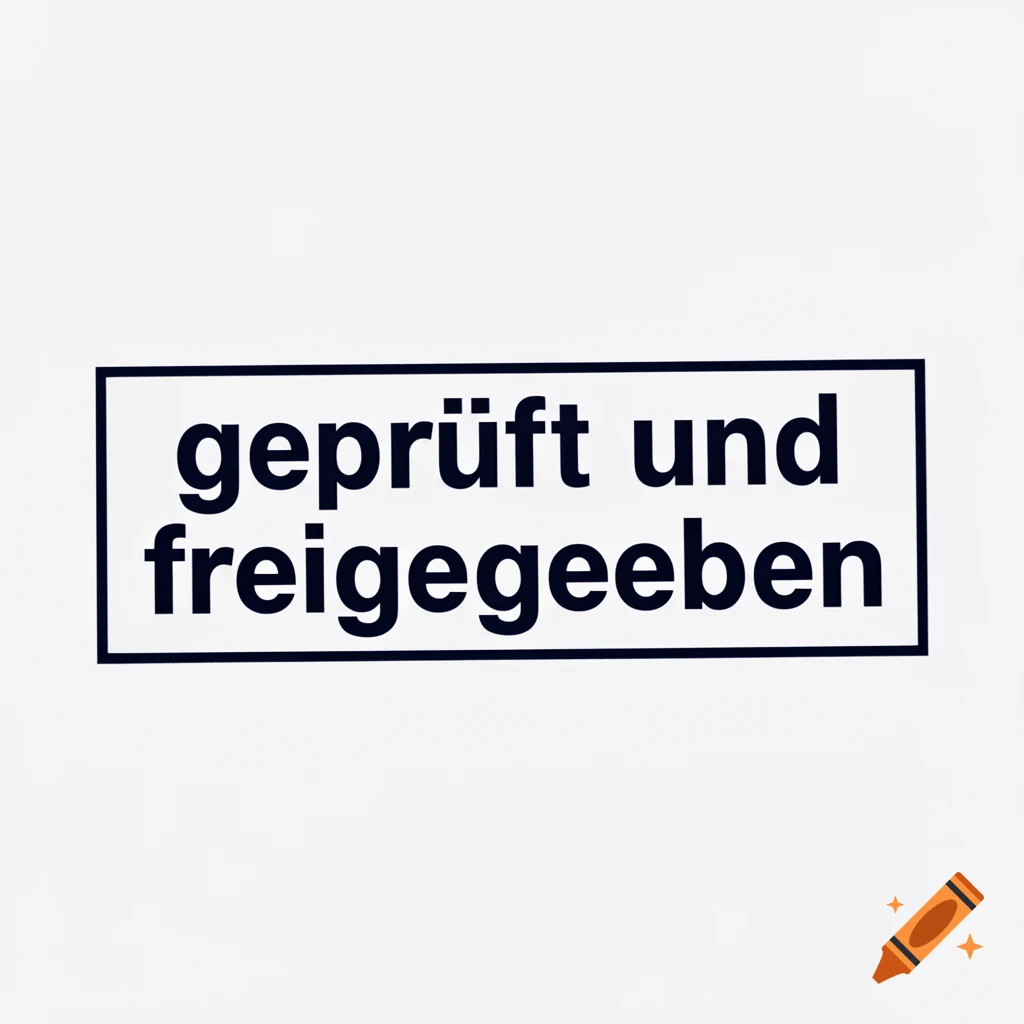 Black text 'geprüft und freigegeben' in a rectangular border on a white background, in a stamp print style.