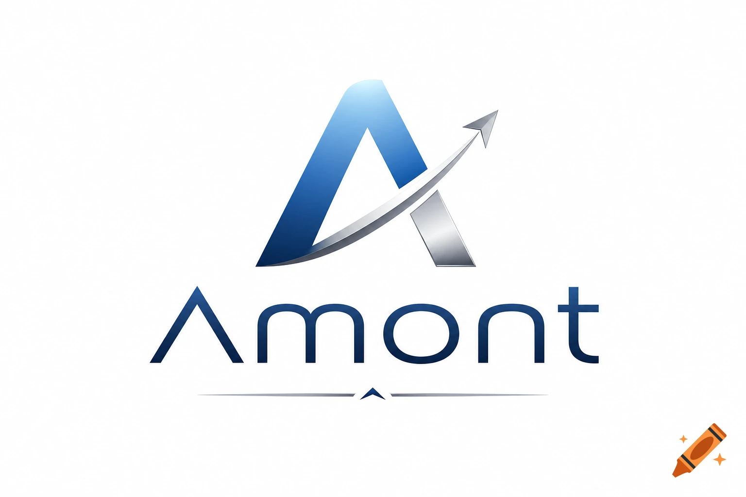 Blue A logo with a silver arrow and the word Amont.