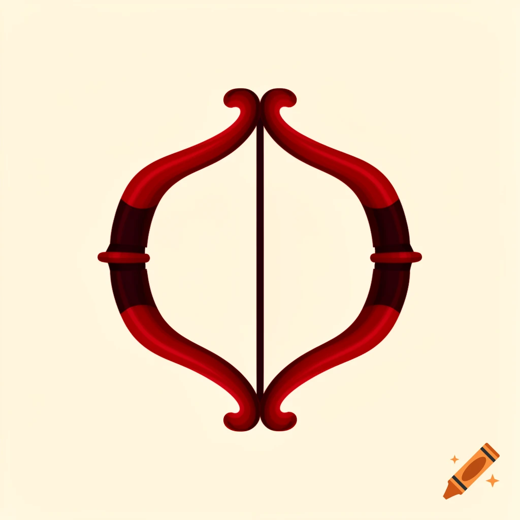 A stylized red bow icon with a dark center and a thin string, set against a light background.