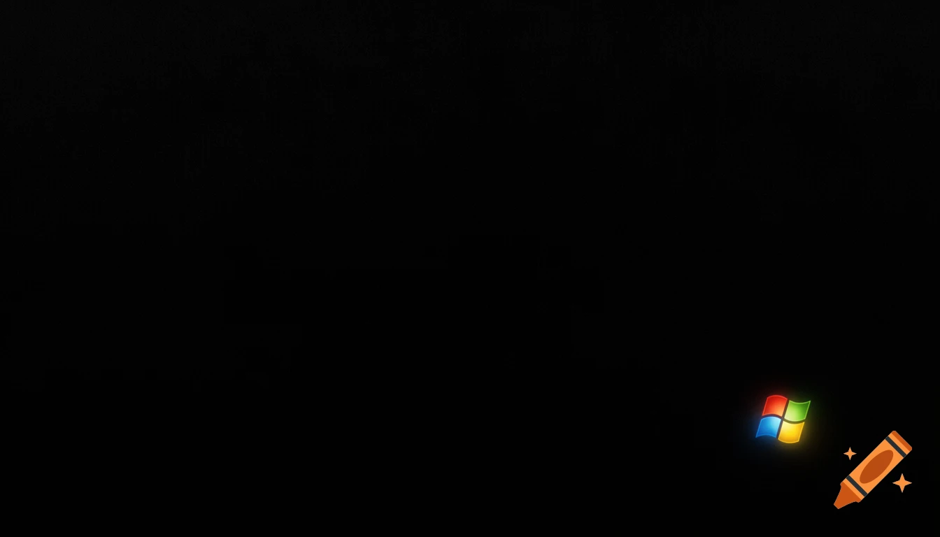 A black minimalist wallpaper with a small, glowing Windows logo in its original colors in the bottom right.