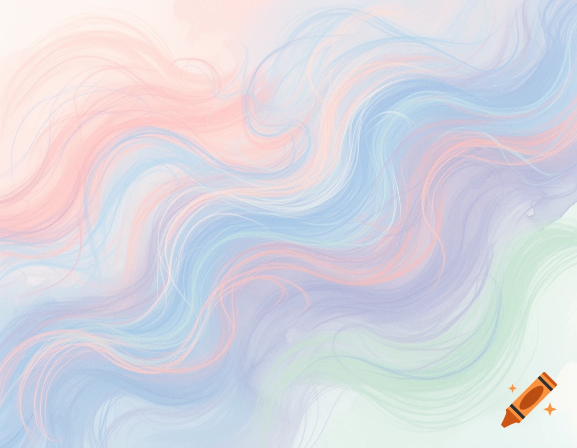Abstract background with flowing pastel pink, blue, purple, and green wavy lines, resembling watercolor.