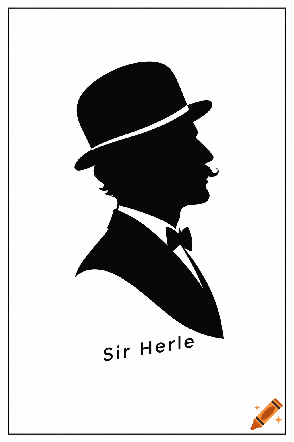Minimalist black silhouette logo of a gentleman with a bowler hat and mustache, with 'Sir Herle' text below, on a white background.