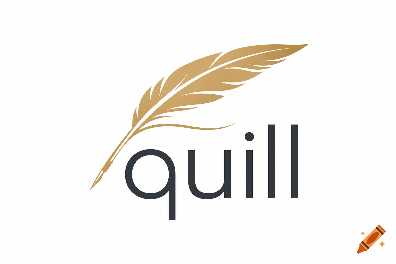 A logo featuring a golden quill pen writing the word 'quill' in dark grey on a white background.