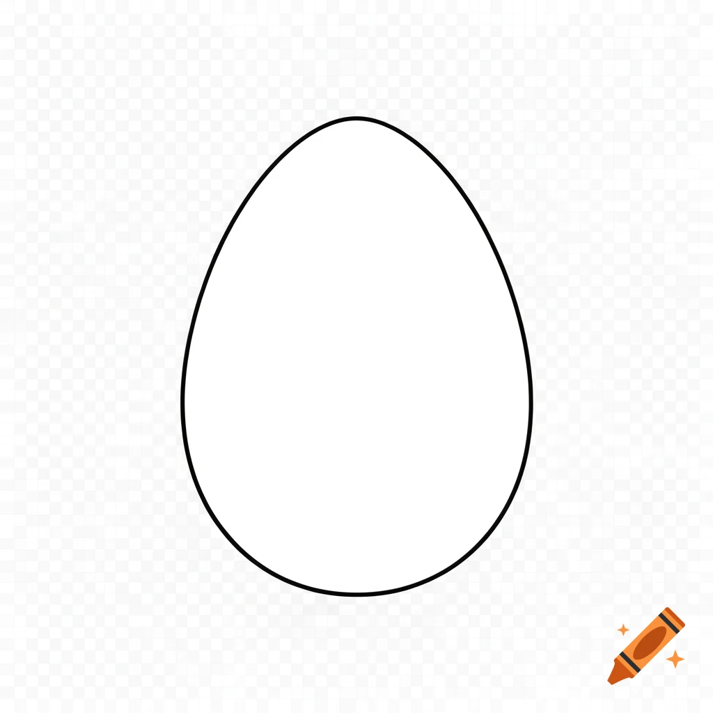 Simple white chicken egg outline on a transparent background.