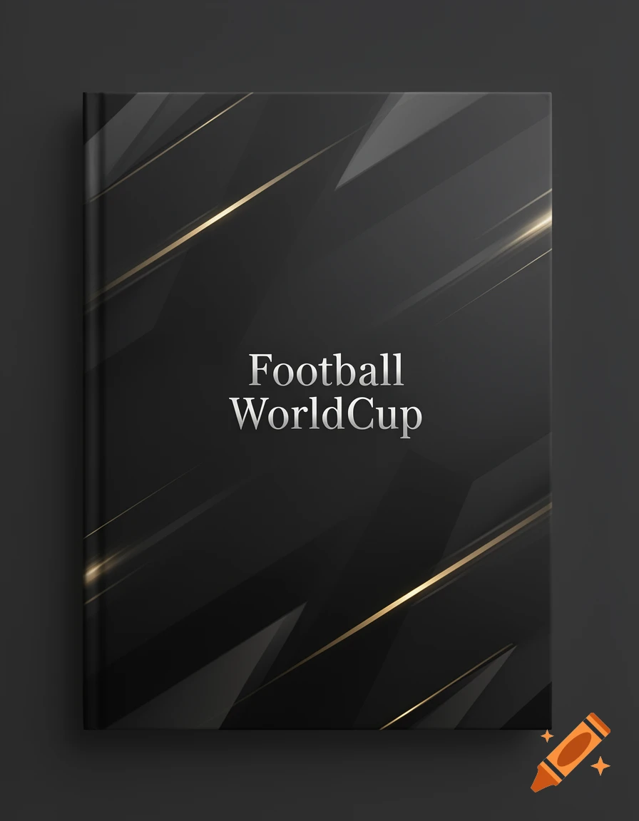 A dark, premium book cover with abstract black geometric shapes and gold lines, featuring 'Football WorldCup' in silver text.