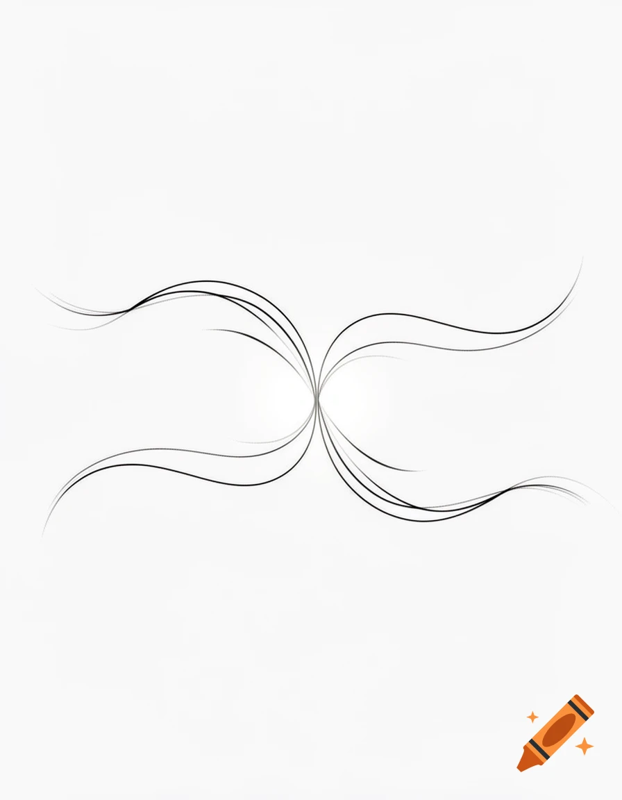 Abstract black fine lines curve across a white background, meeting at a central point.