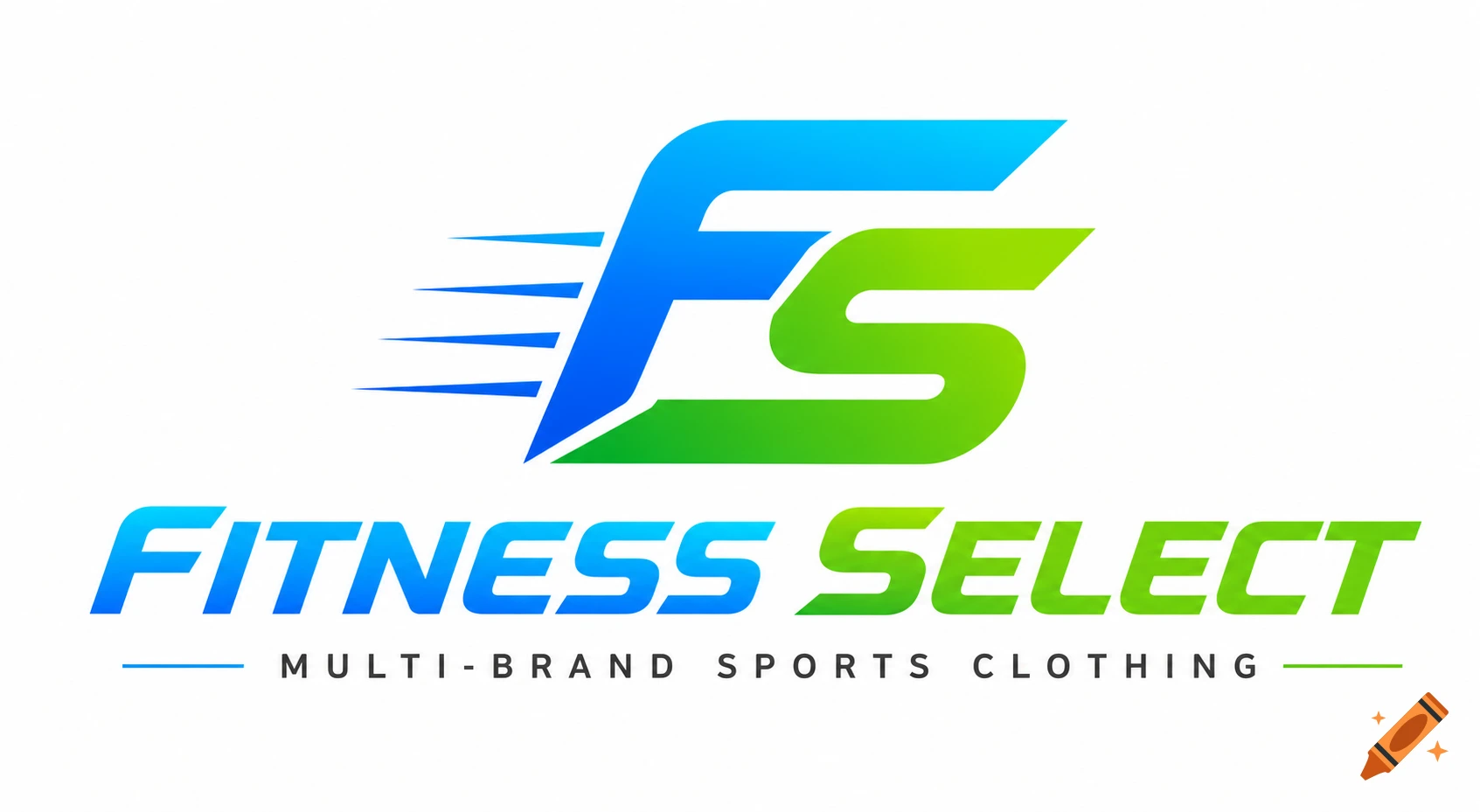 Modern logo for Fitness Select, featuring stylized blue and green 'FS' initials with speed lines, above 'FITNESS SELECT' and 'MULTI-BRAND SPORTS CLOTHING'.