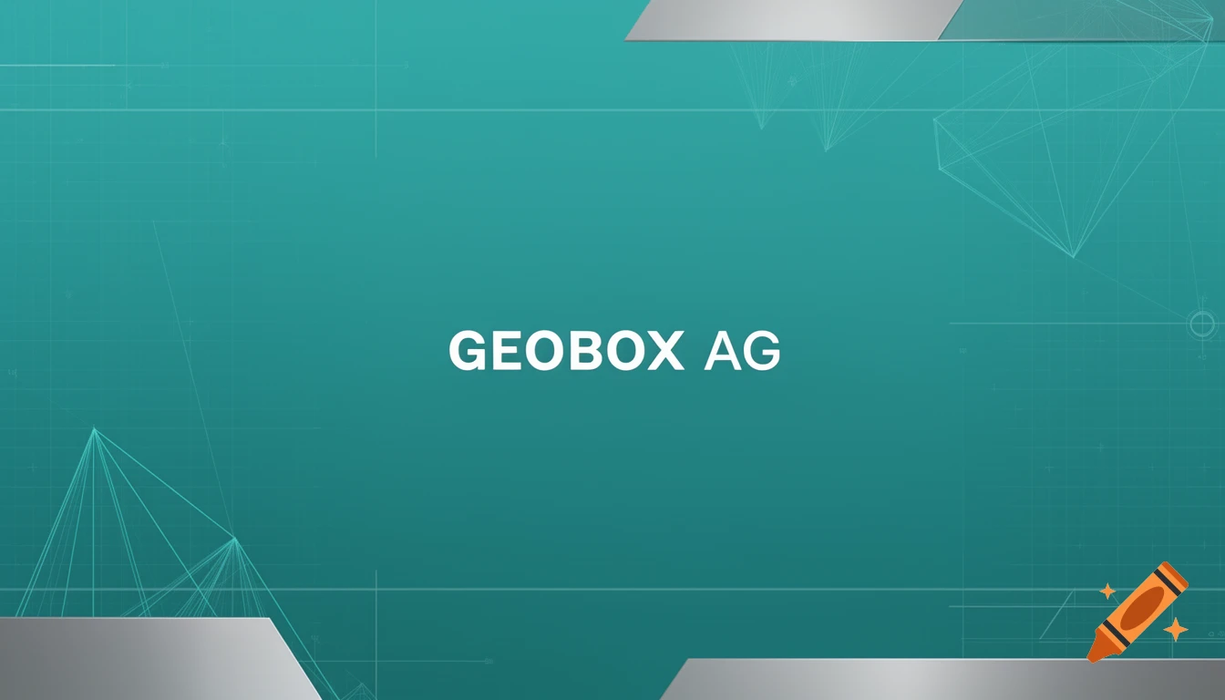 White text 'GEOBOX AG' on a teal abstract background with subtle geometric lines and shapes.