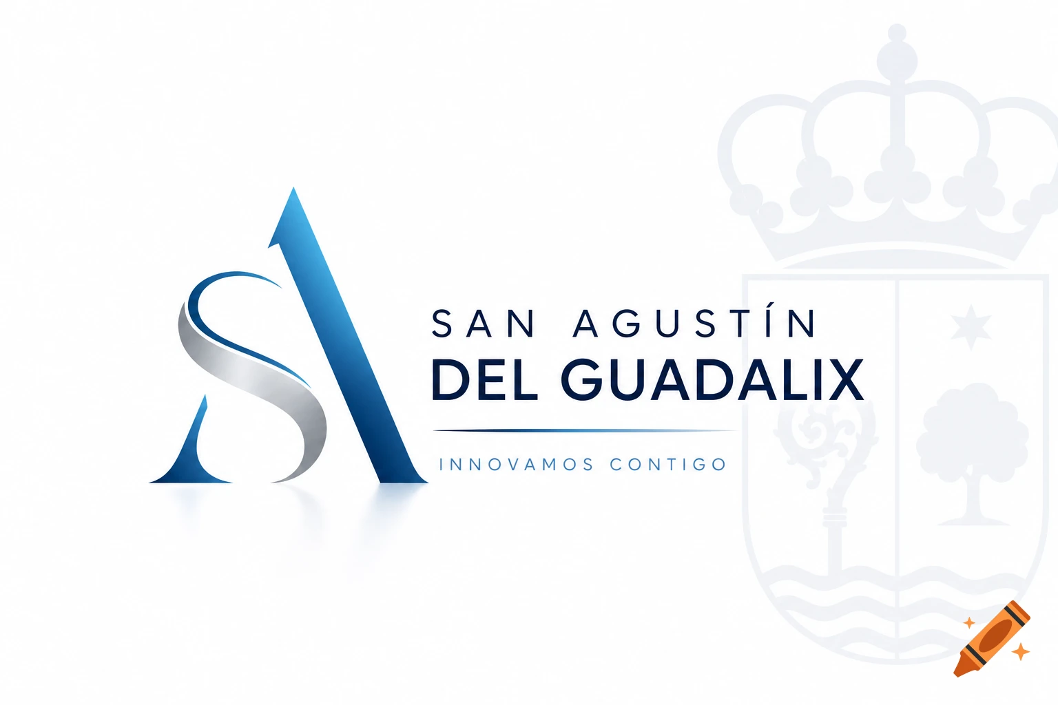 A modern logo featuring a blue and silver stylized 'S' or 'A' shape, next to the text 'SAN AGUSTÍN DEL GUADALIX' and a faded crest.