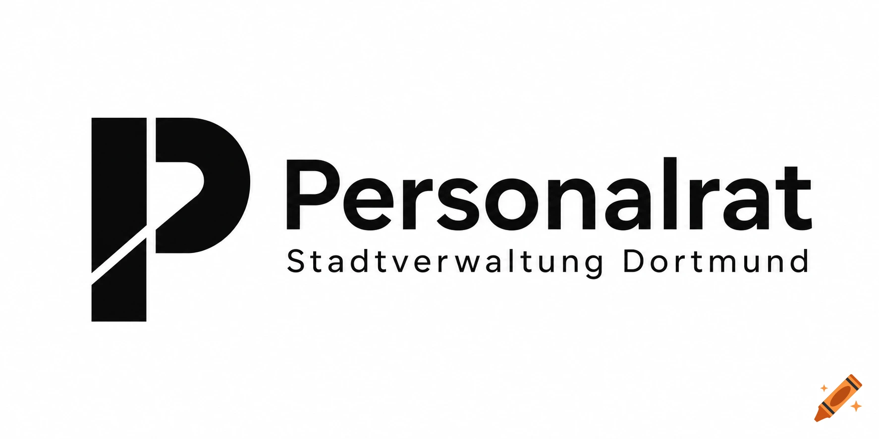 Black and white logo for Personalrat Stadtverwaltung Dortmund with an abstract 'P' symbol.
