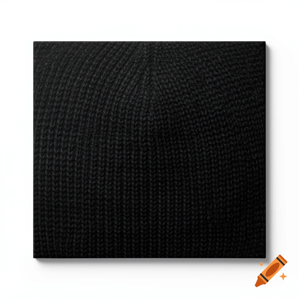 Close-up of a dark, black knitted fabric texture on a white background.