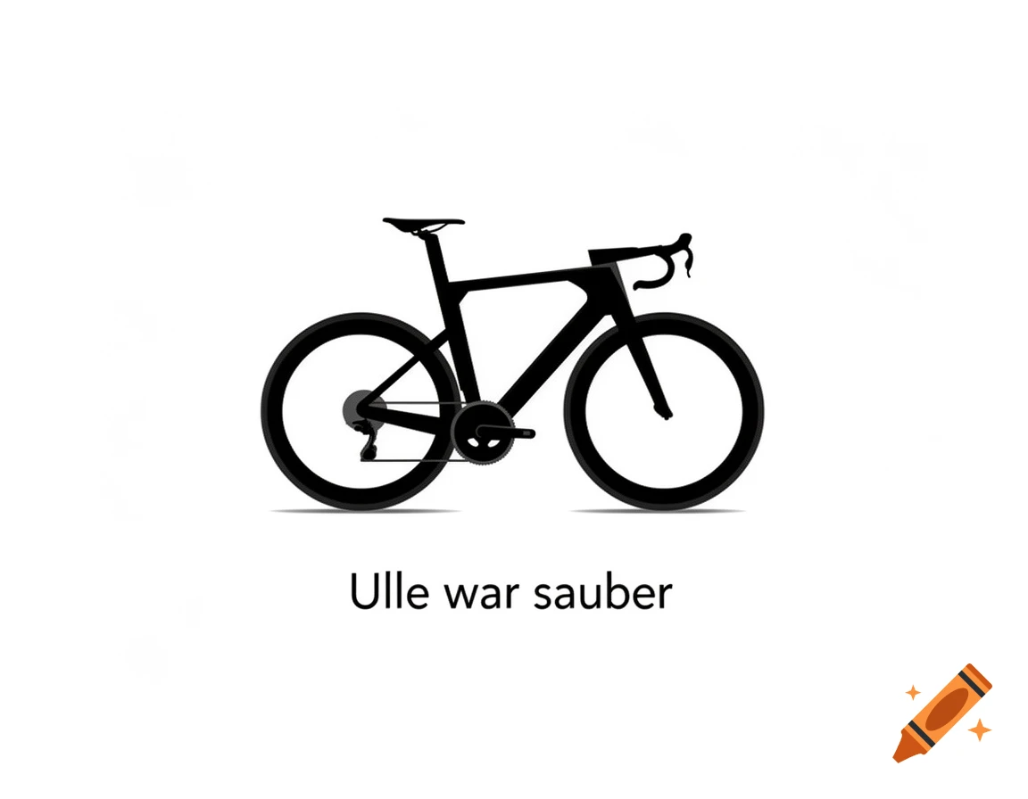 A minimalist graphic of a black racing bicycle silhouette on a white background, with the text 'Ulle war sauber' below it.