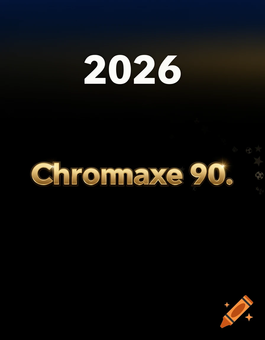 The year 2026 in white text above "Chrommaxe 90." in shimmering gold text, on a dark gradient background with subtle stars.