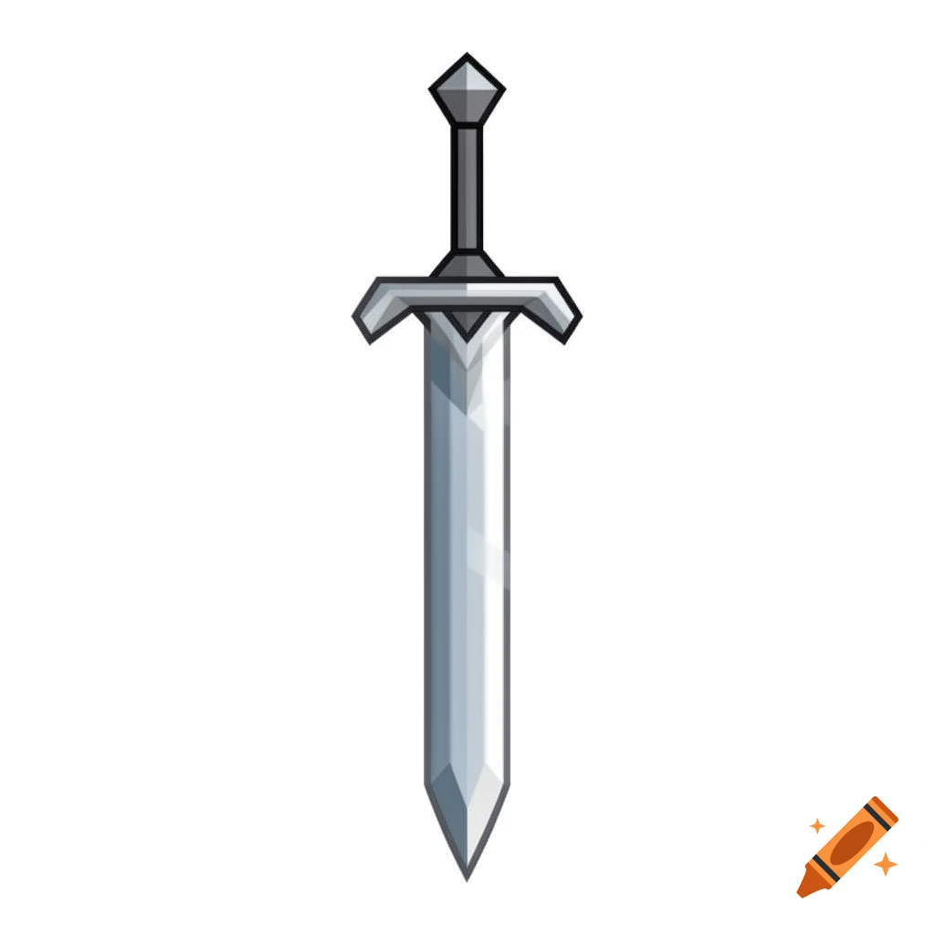 A stylized silver sword with a dark gray hilt, depicted as a 2D RPG game icon on a white background.