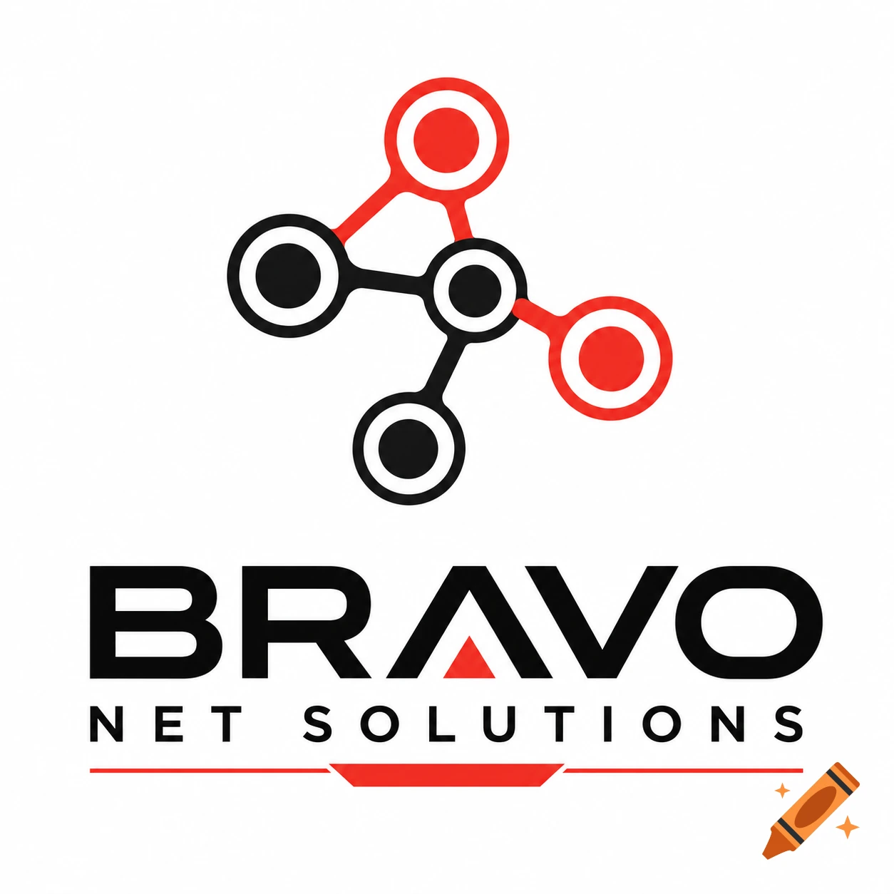 A modern, minimalist logo with interconnected red and black circles and the text "BRAVO NET SOLUTIONS" below.
