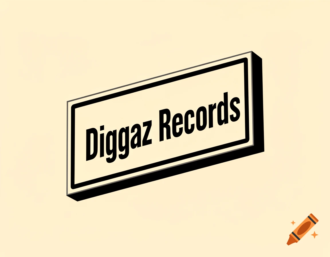 A rectangular sign displaying "Diggaz Records" in bold black letters with a subtle 3D effect, against a light beige background.