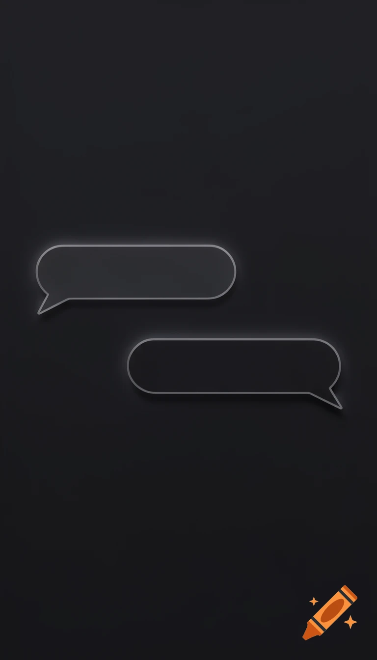 Two empty chat bubbles with a subtle outline on a dark gray background, resembling a messaging app interface.