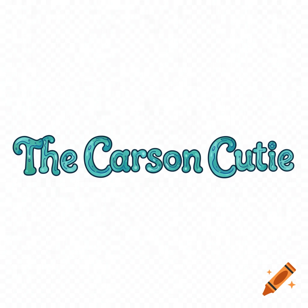 Bubbly, cartoon-style text spells out 'The Carson Cutie' on a transparent background.