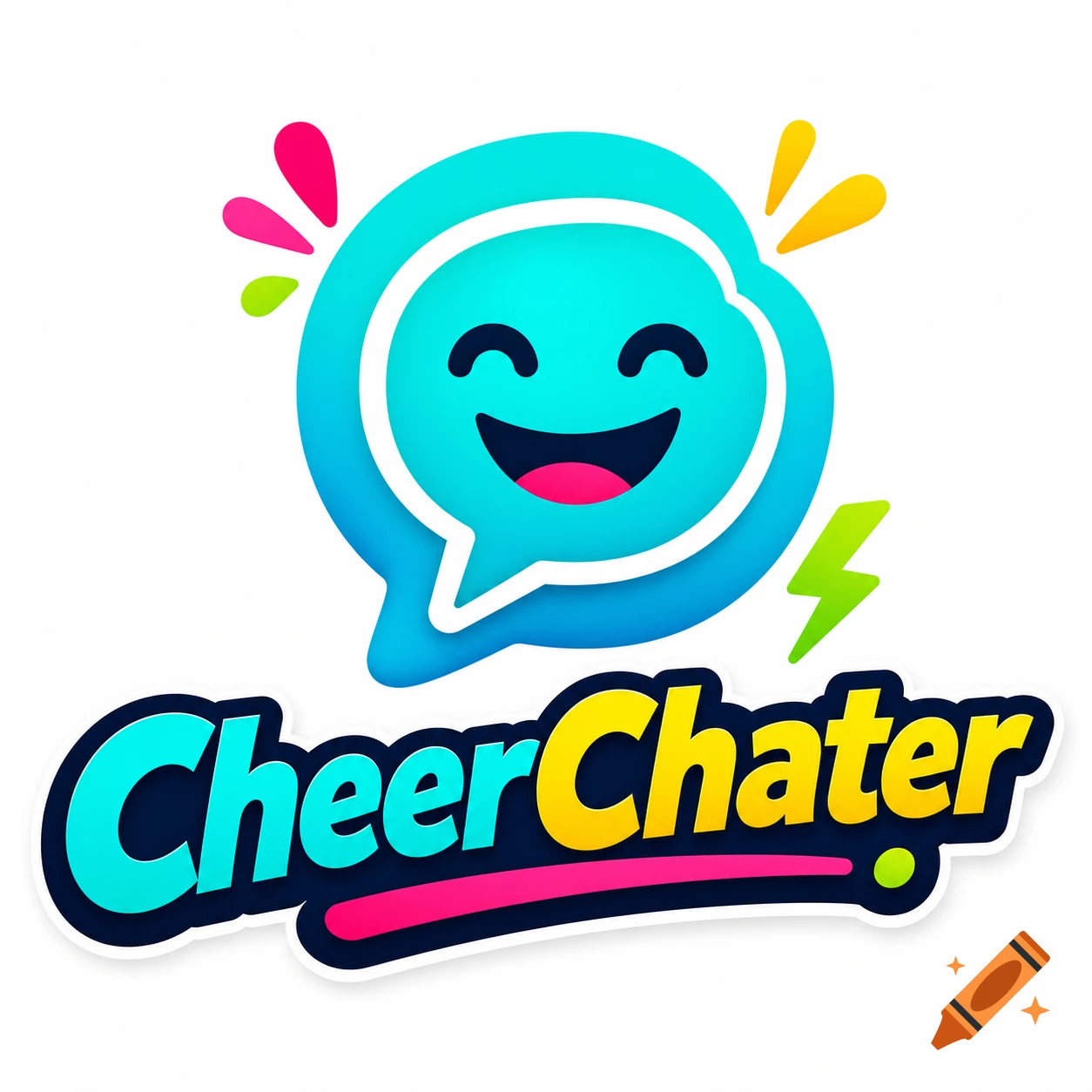 Colorful app logo featuring a cheerful speech bubble emoji above the stylized text 'CheerChater'.