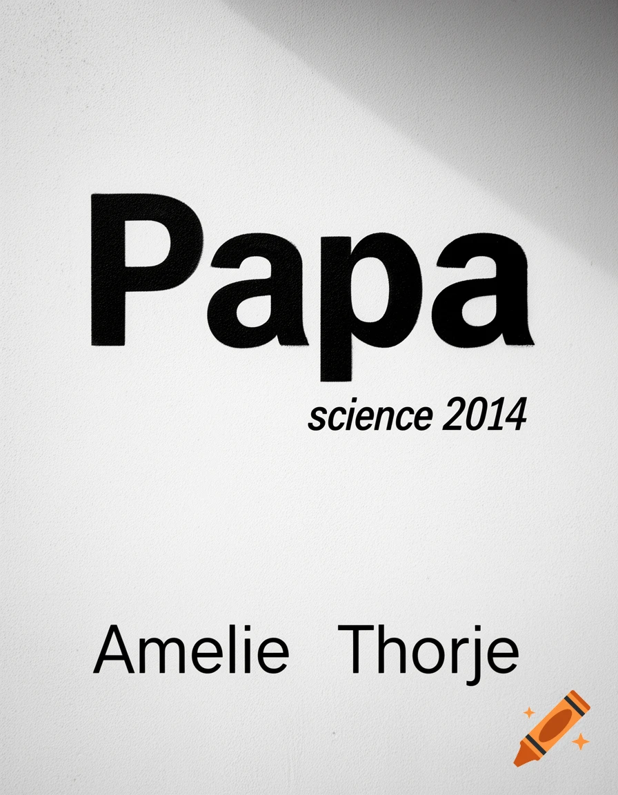 Black text on a white background reads 'Papa', 'science 2014', and 'Amelie Thorje', with subtle shadows.