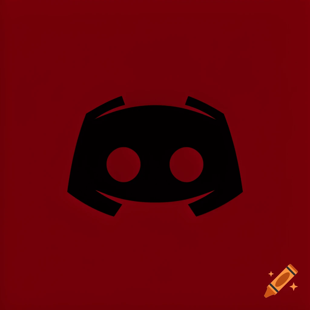 Black Discord logo on a dark red background.