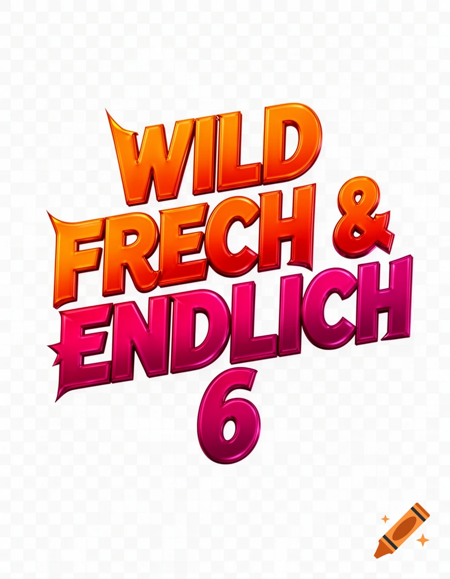 3D text logo with 'WILD FRECH & ENDLICH 6' in bold orange and pink gradient letters, on a transparent background.