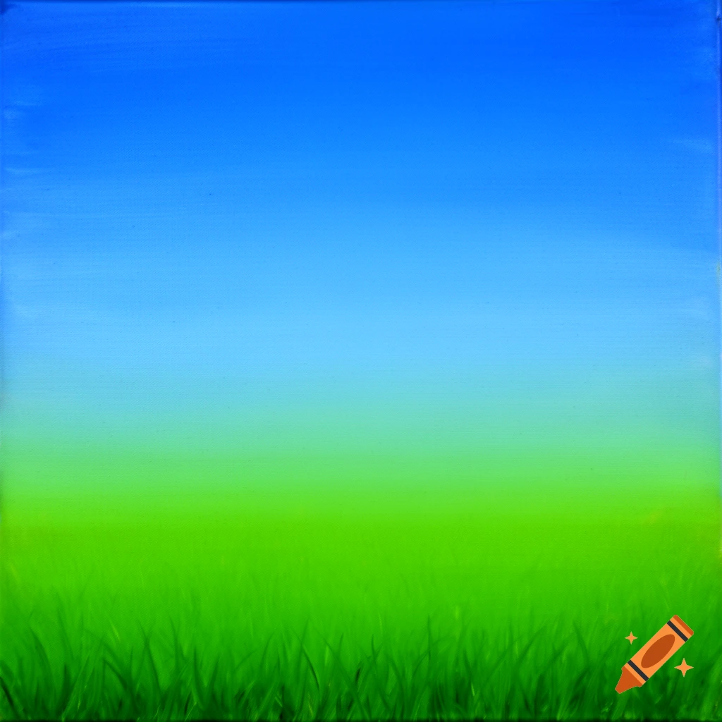 A simple gradient background of a bright blue sky transitioning to vibrant green grass.