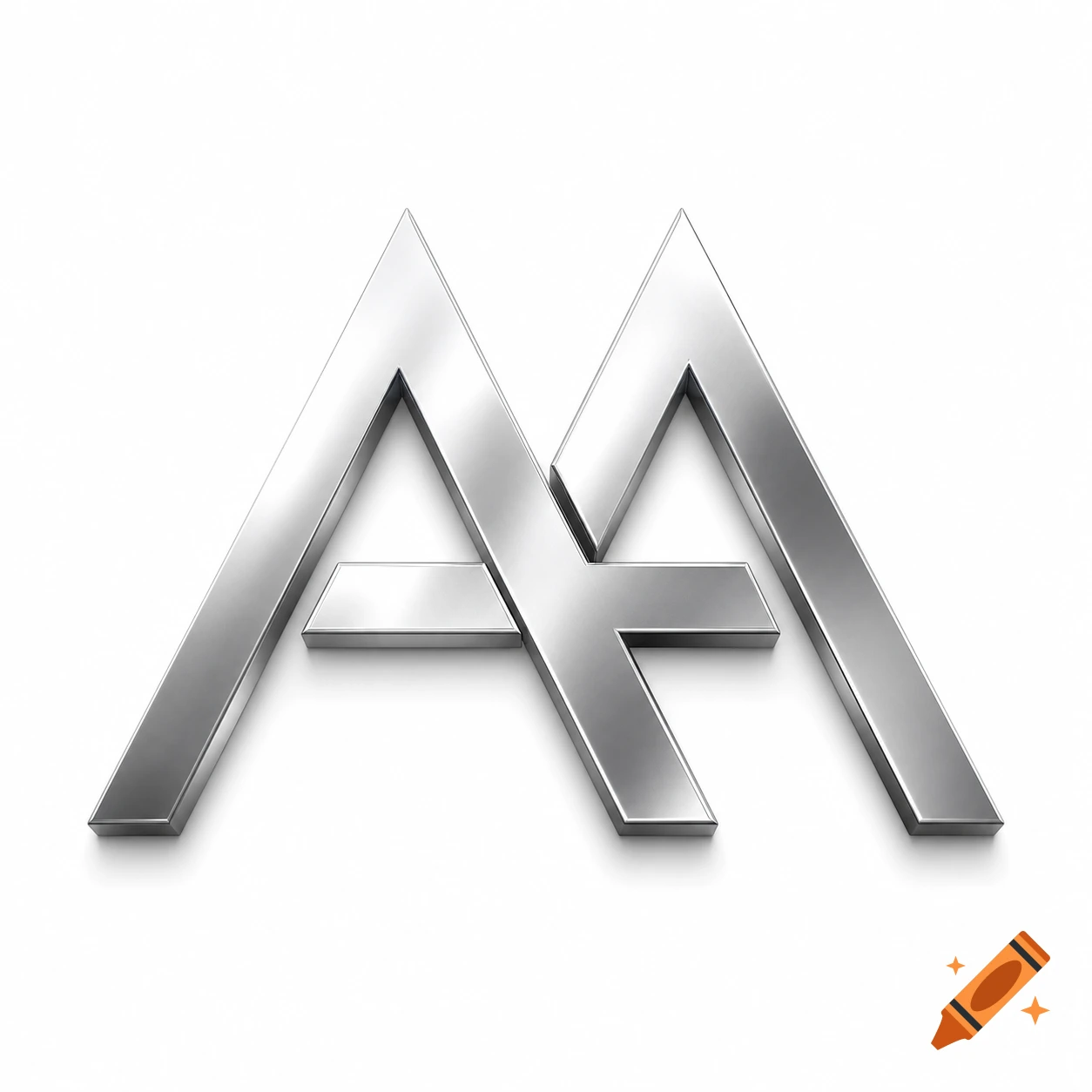 A 3D silver metallic logo featuring two intertwined capital 'A' letters on a white background.