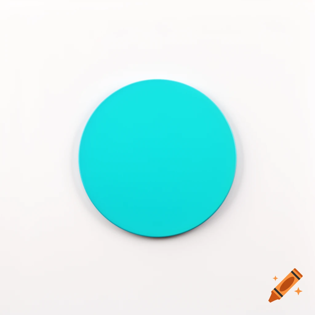 A vibrant turquoise circle sits centered on a clean white background.