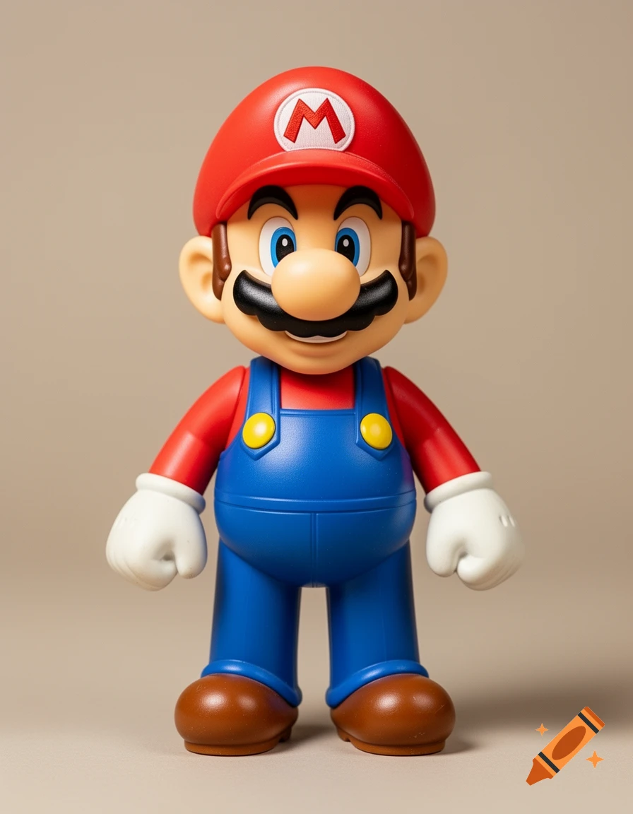 A full-body photograph of a vintage Kenner-style action figure of Nintendo's Mario against a plain background.