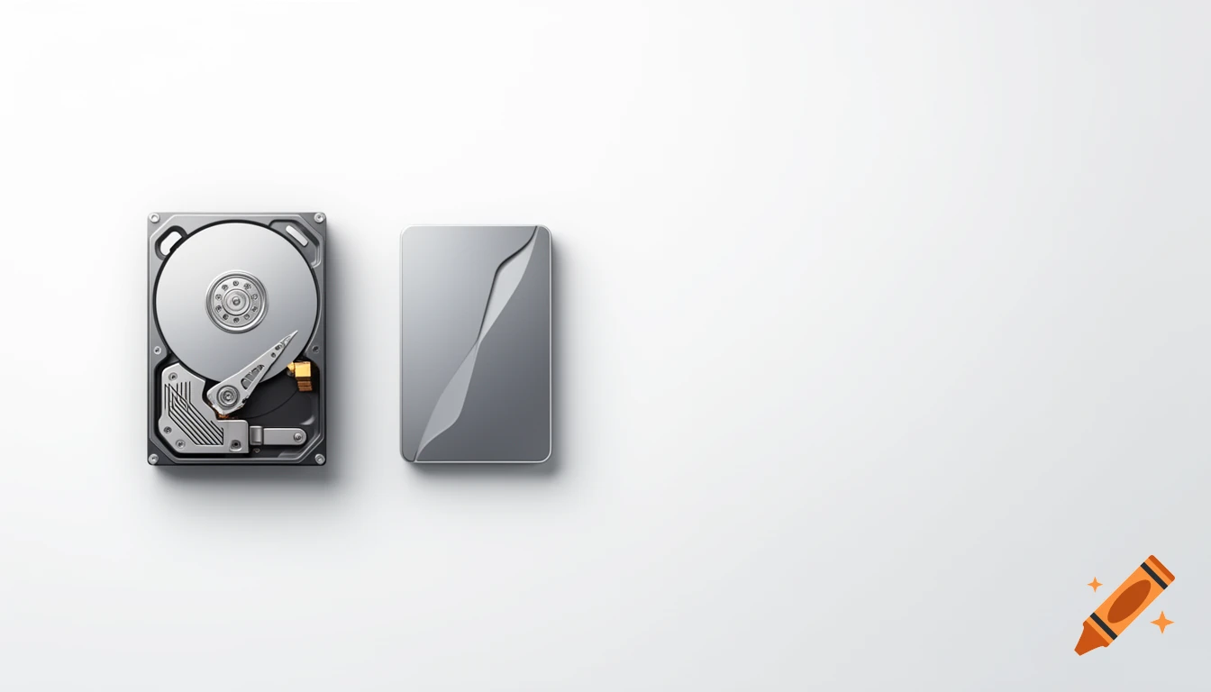An internal hard disk drive next to a sleek gray external solid-state drive on a clean white background.