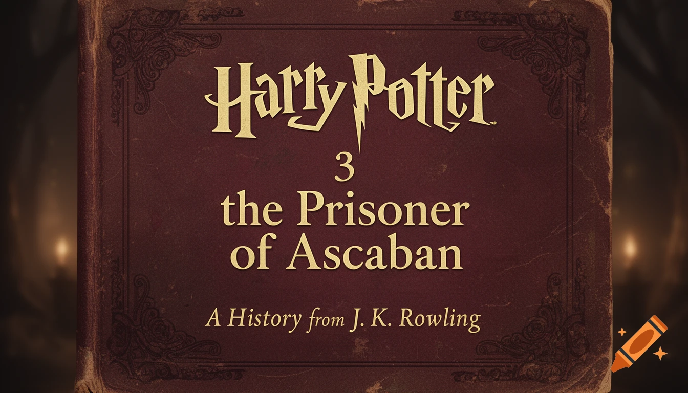 A dark red, old-looking Harry Potter book cover with ornate borders, featuring the title "Harry Potter 3 the Prisoner of Ascaban" and "A History from J. K. Rowling" in gold text.