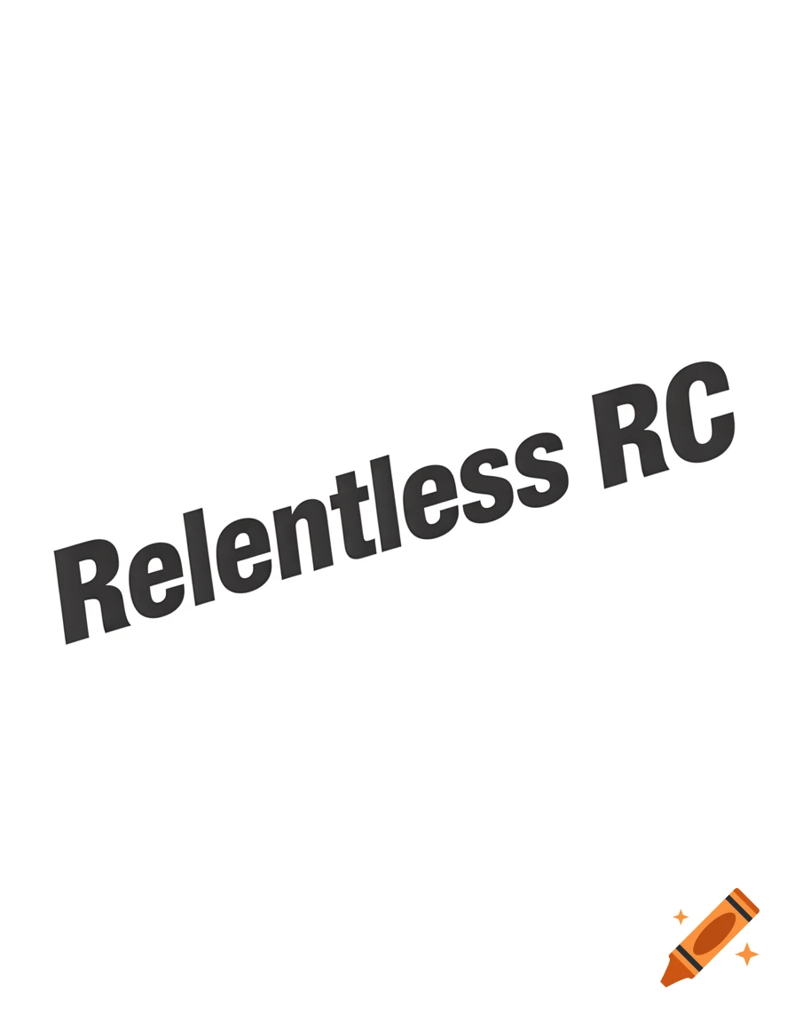 The dark gray text 'Relentless RC' is angled downward on a plain white background.