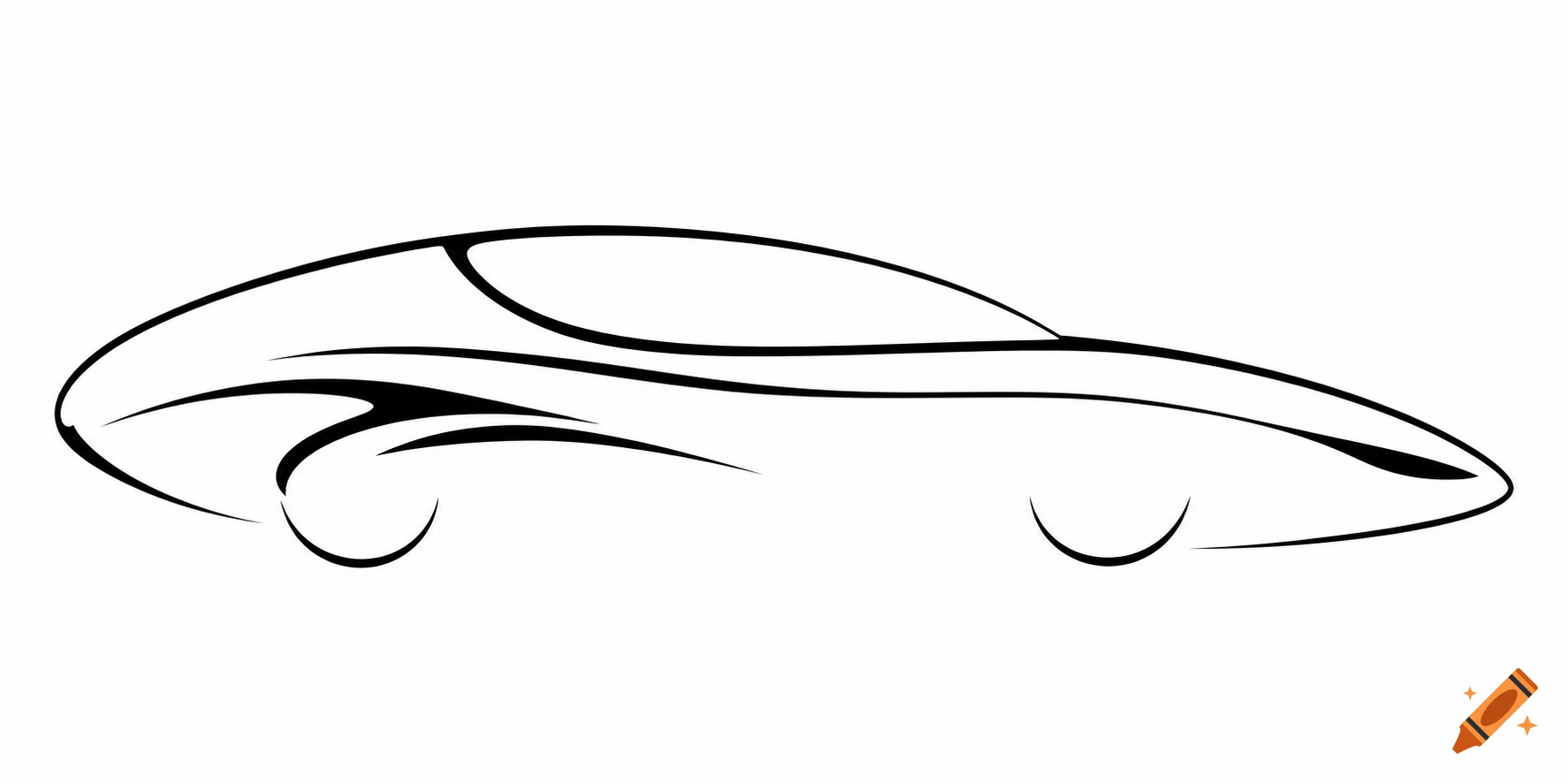 Minimalist black and white line art logo of a stylized velomobile in side profile.