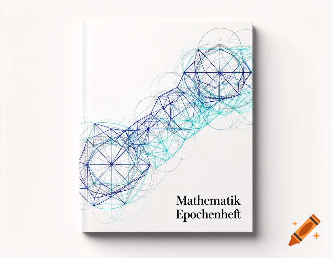 White book cover with blue and teal geometric line patterns and the German text 'Mathematik Epochenheft'.